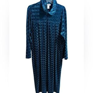 Vintage Cabernet Teal Crushed Velvet Hostess Lounge Gown Large